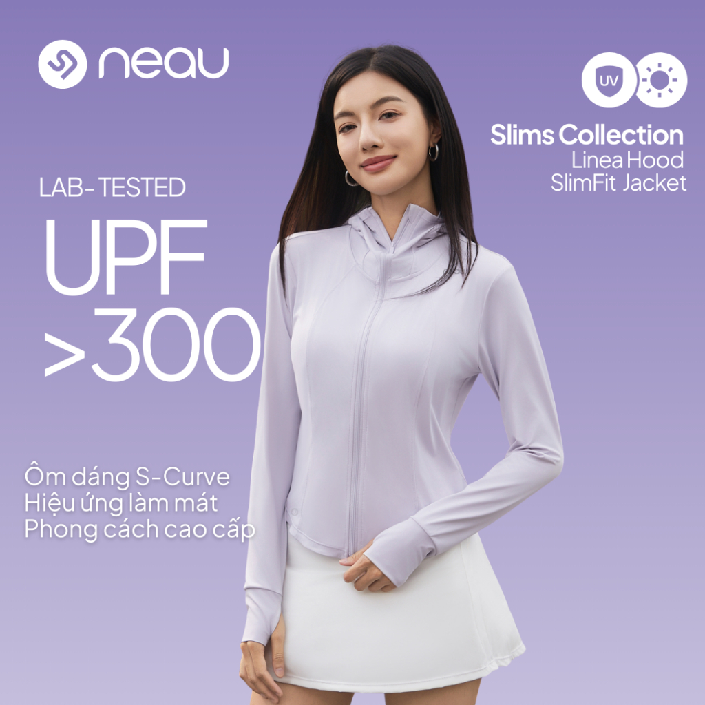 NEAU Áo Chống Nắng Nữ Có Mũ Tôn Dáng Mát Lạnh UPF50+ Logo Đổi Màu Theo Tia UV Khóa Kéo 2 Chiều - SlimFit SF501 | BigBuy360 - bigbuy360.vn