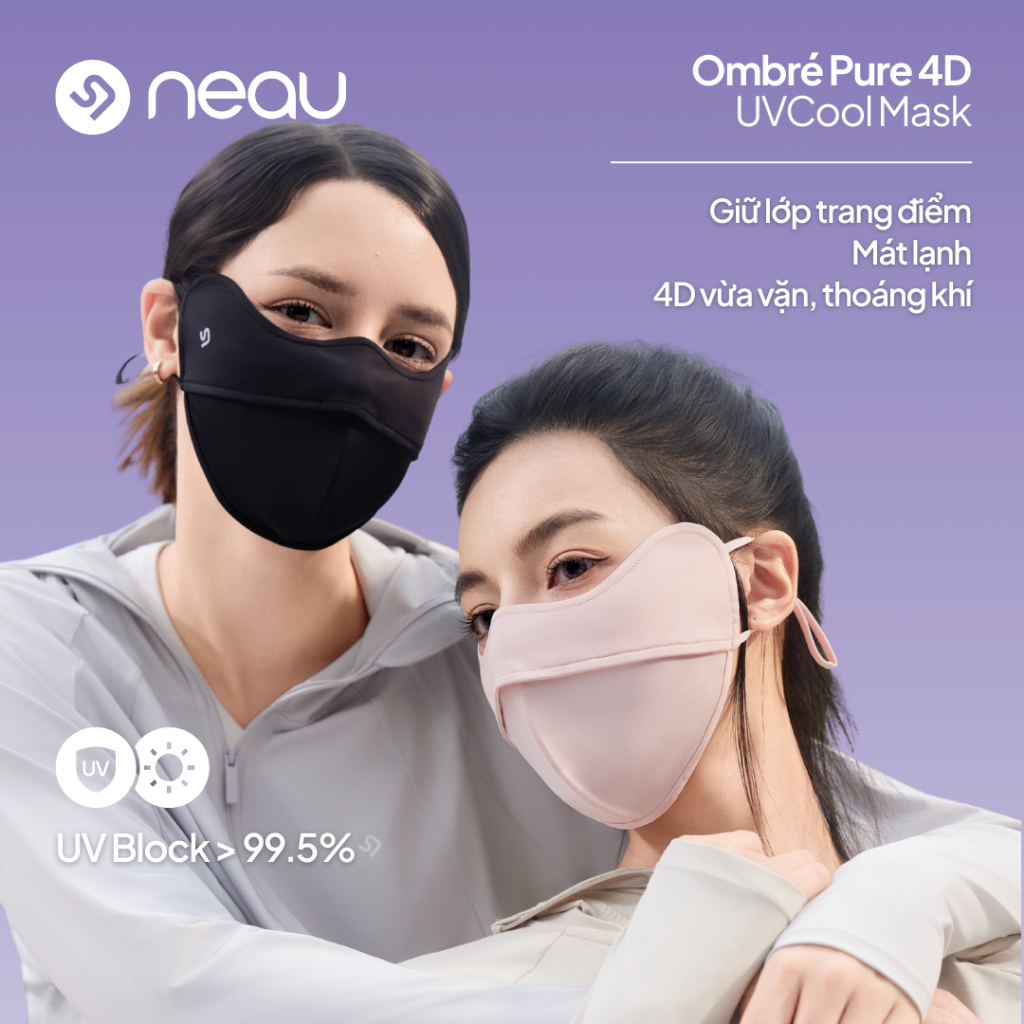NEAU Ombré Pure 4D Khẩu Trang Chống Nắng Tia UV 99% Không Lem Son Thoáng Khí Kháng Khuẩn UVCool Mask MS401 | BigBuy360 - bigbuy360.vn