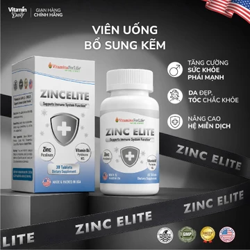 Viên Kẽm ZinC Picolinate Hỗ Trợ Tăng Cường Miễn Dịch, Viên Uống Giảm Mụn Vitamin B6 Kết Hợp Bổ Sung Kẽm Cho Nam 30 Viên