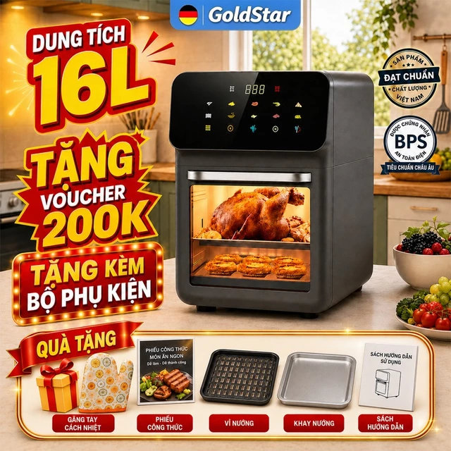 GoldStar Nồi chiên không dầu nồi chiên không khí 16L，nấu ăn không dầu，không khói dầu 🔥🔥🔥