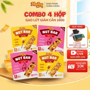 Combo 4 hộp thanh hạt dinh dưỡng Nut Bar vị mật ong/trái cây, hạt tự nhiên bổ sung năng lượng và tiện lợi | Mailey