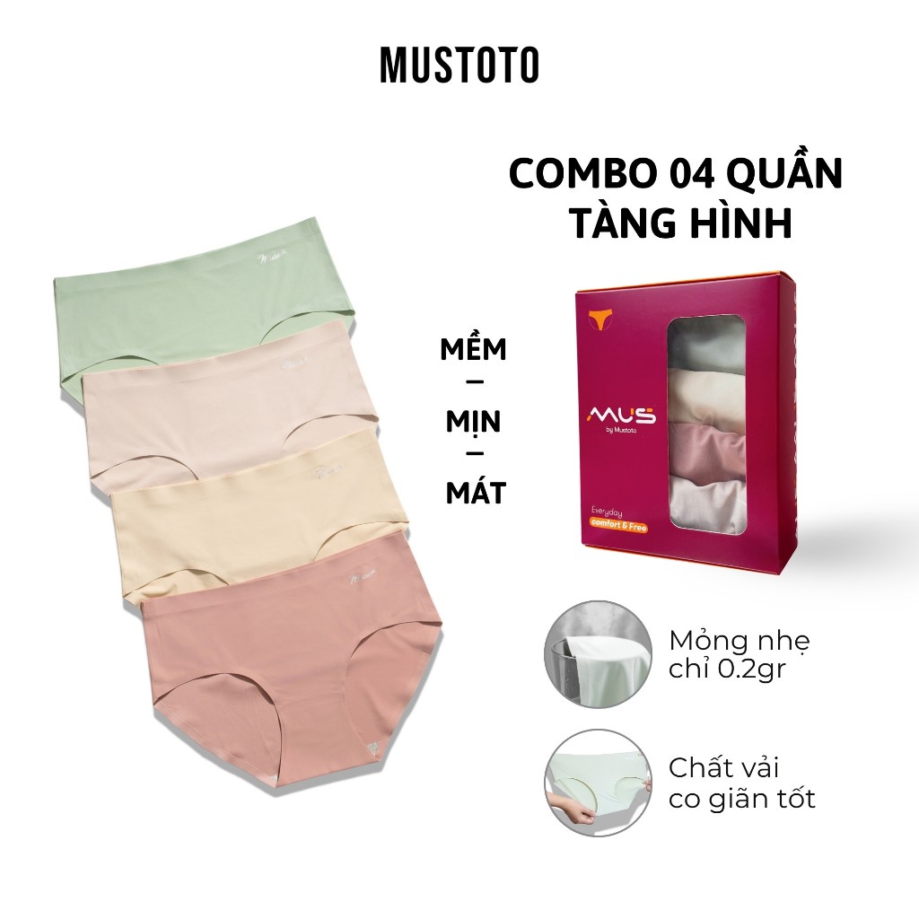 MUSTOTO COMBO 4 Quần Lót Nữ Không Đường May Tàng Hình Mềm Mại (MQ62)
