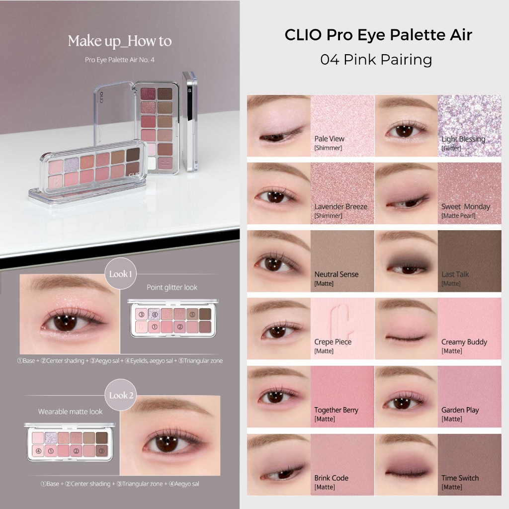 Bảng Phấn Mắt CLIO Pro Eye Palette Đủ Màu Dịu Dàng Cá Tính, Chất Phấn Mịn Chống Trôi Chuyên Dùng Makeup | BigBuy360 - bigbuy360.vn