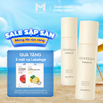 Combo 2 Nước Hoa Hồng Dưỡng Căng Bóng DR.PEPTI Centella Toner EX 180ml x 2 Cấp Ẩm, Mềm Mịn Da