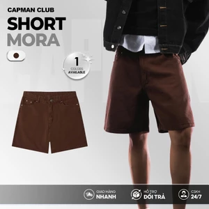 Quần short nam jean MORA màu nâu socola CAPMAN CLUB, phom rộng trên gối trẻ trung, thoải mái
