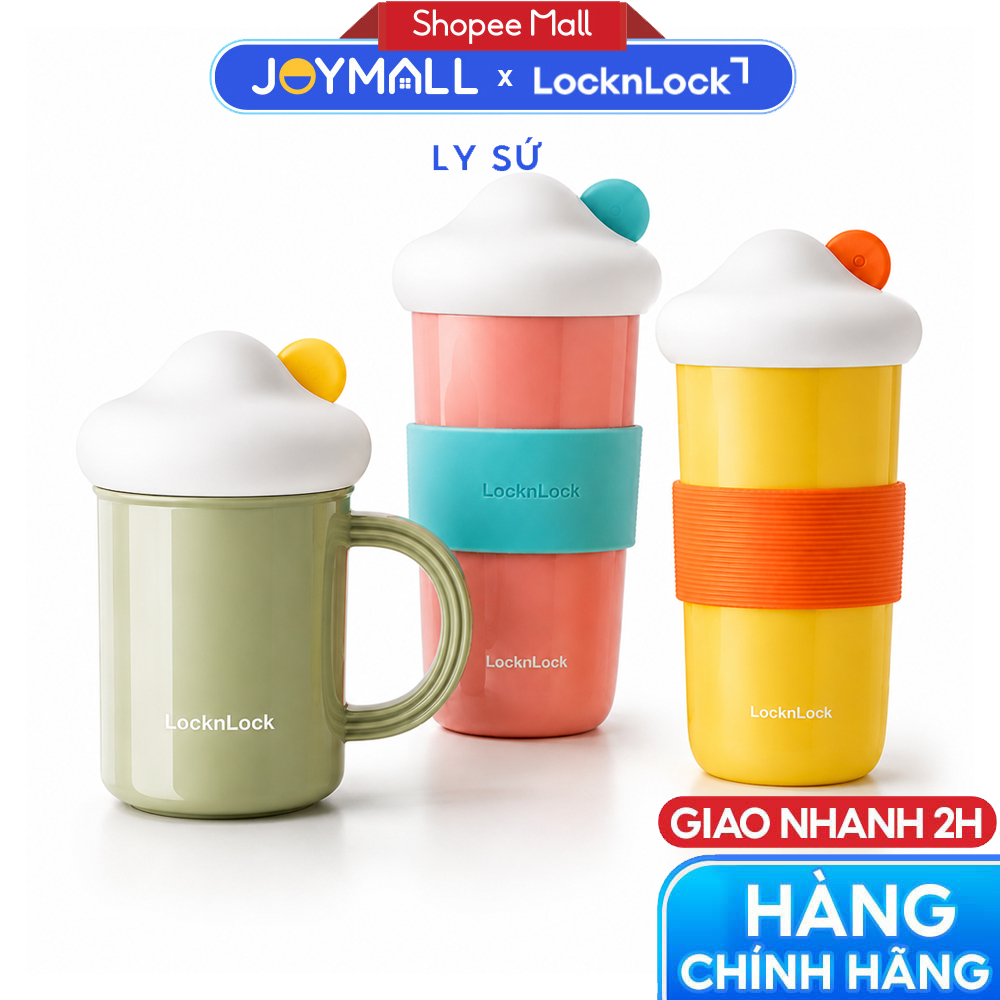 Ly sứ LocknLock có nắp kèm ống hút silicon SLB018 510ml, SLB019 420ml, hàng chính hãng - JoyMall | BigBuy360 - bigbuy360.vn