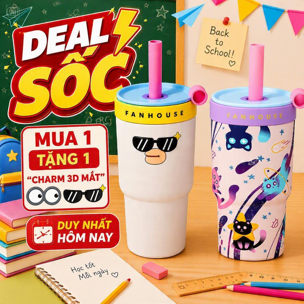 Ly giữ nhiệt Wings 620ml lõi Thủy Tinh, Fan House ly giữ nhiệt 12h khắc tên tặng túi vải canvas | BigBuy360 - bigbuy360.vn