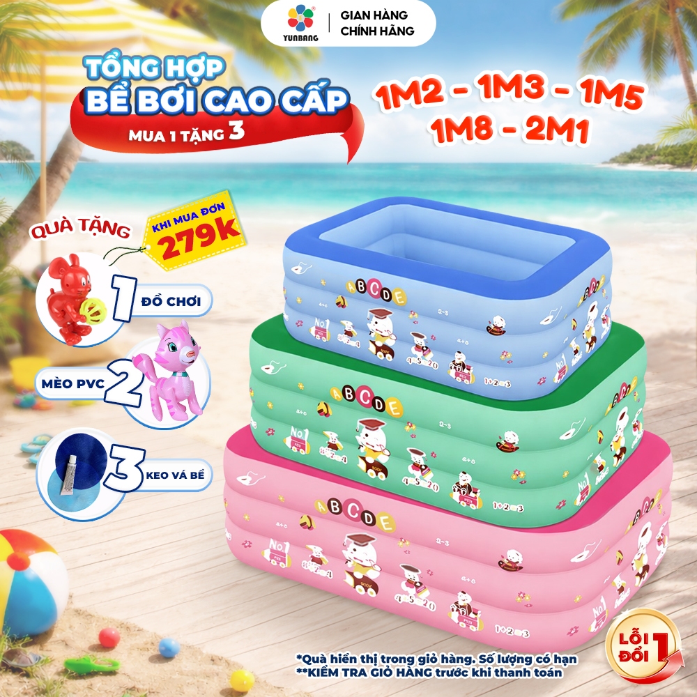 Bể bơi cho trẻ em hồ bơi cho bé phao bơi cho bé bể bơi gấp gọn cho bé 2-3 tầng chất liệu PVC cao cấp