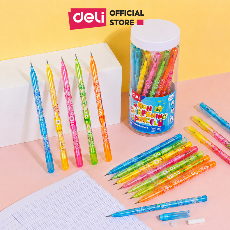 [🔥29K/10 BÚT] Combo 20 Bút Chì Khúc 2B Học Sinh Deli - Chì Đậm Hình Dễ Thương Cho Bé Tập Viết Vẽ Tranh