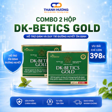Combo 2 hộp Viên uống tiểu đường dây thìa canh lá to DK Betics GOLD - DK PHARMA - 1 hộp 2 lọ - 120 viên