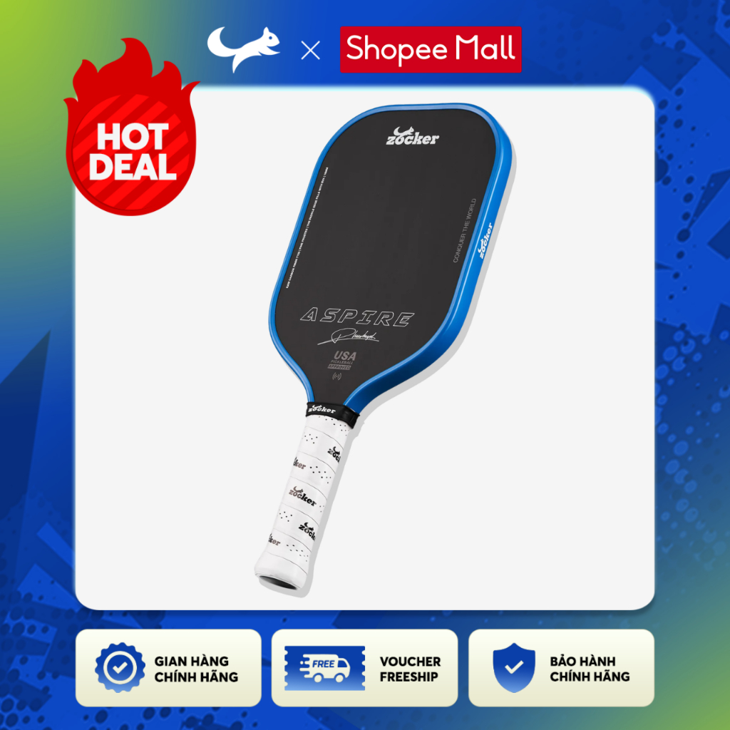 Vợt Pickleball Zocker Aspire x Phúc Huỳnh - Kiểm Soát Hoàn Hảo (Tặng băng chặn mồ hôi)
