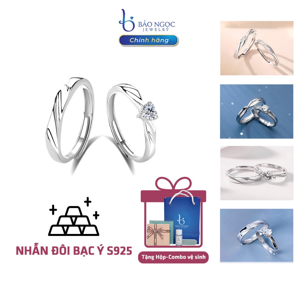 925 Silver Couple Rings, adjustable by Trang Sức Bảo Ngọc Jewelry