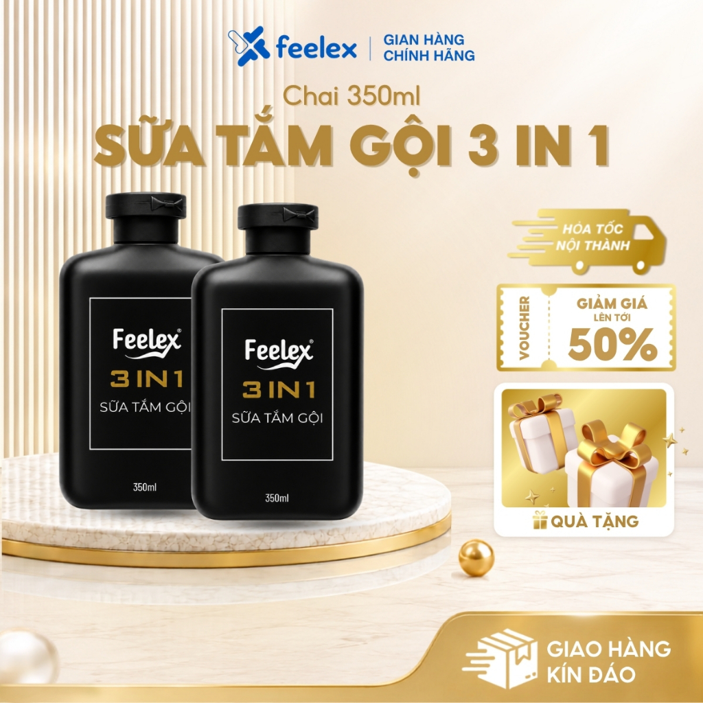 Sữa tắm gội hương nước hoa cao cấp Feelex 3 in 1 thanh lịch, đẳng cấp phái mạnh – 350ml