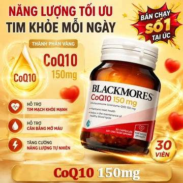 BLACKMORES COQ10 150mg- 30 VIÊN TĂNG NĂNG LƯỢNG TẾ BÀO, BẢO VỆ TIM MẠCH Chính Hãng Úc [03/2029]