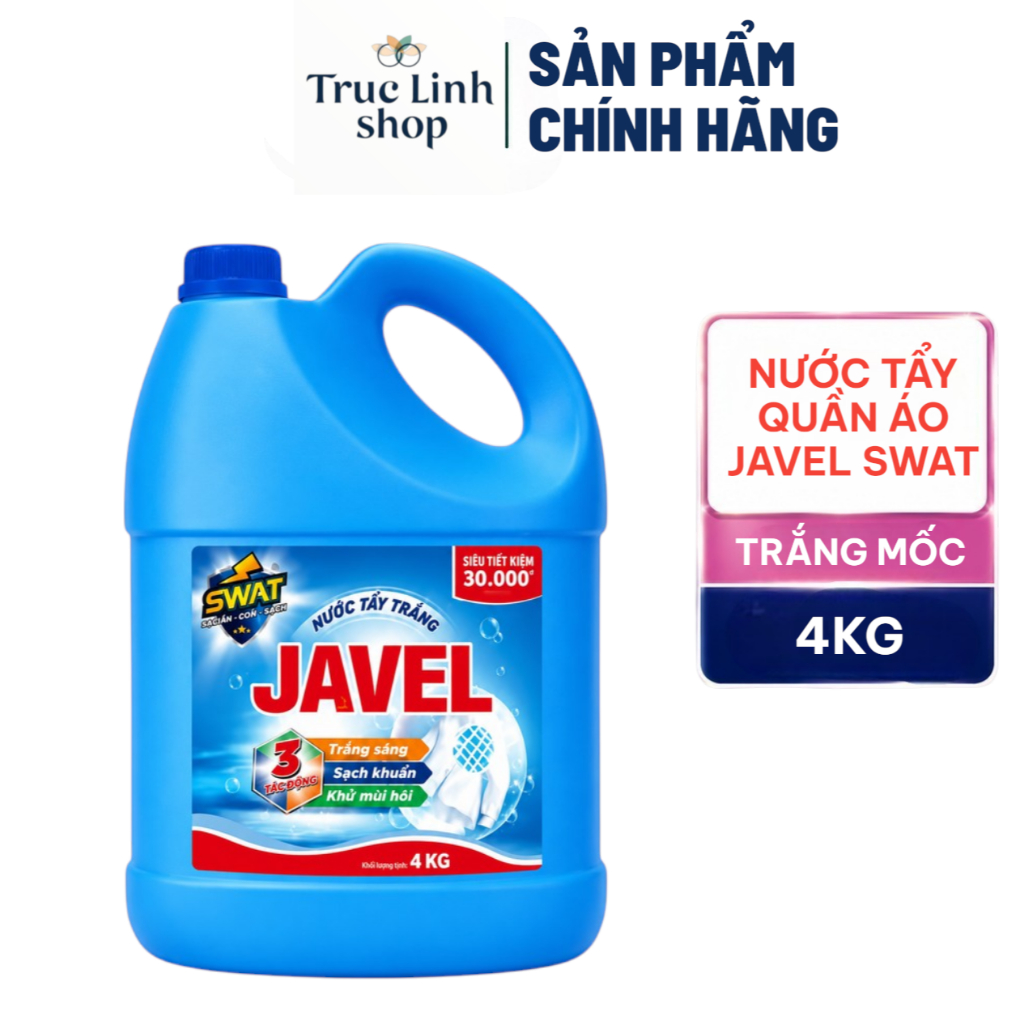 Nước tẩy quần áo trắng Javel 600ml/1L/2L/4L – Tẩy Trắng, Khử Mùi
