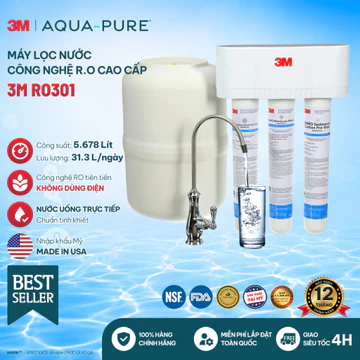 Máy Lọc Nước RO 3M RO301 Cao Cấp Chính Hãng 3M Mỹ - Nước Tinh Khiết Uống Trực Tiếp, Không Dùng Điện