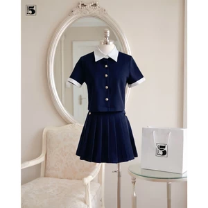 Set bộ Twentyfive áo sơ mi tay ngắn kèm chân váy xếp ly thanh lịch đi học đi chơi SAVH100