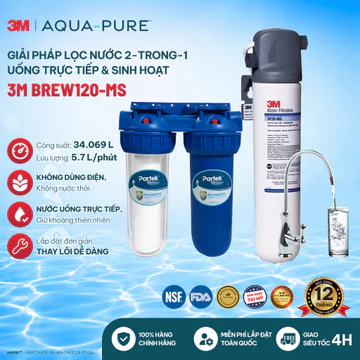 Combo Máy Lọc Nước 3M BREW120-MS Chính Hãng 3M Mỹ - Máy Lọc Nước Không Dùng Điện, Kèm Cốc Lọc Thô