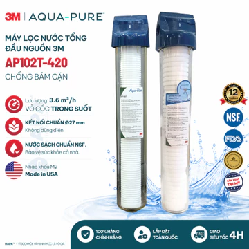 Máy Lọc Nước Đầu Nguồn 3M AP102T-420 Chính Hãng Mỹ - Lọc Nước Sinh Hoạt Gia Đình, Chung Cư, Biệt Thự