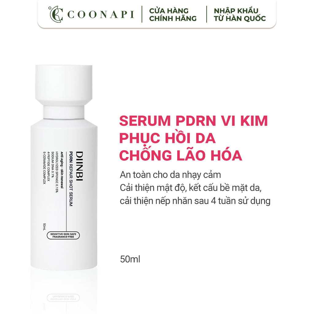 Serum PDRN & Vi Kim Bọt Biển Giúp Phục Hồi Và Hỗ Trợ Cải Thiện Nếp Nhăn Diinbi PDRN Repair Shot Serum 50ml | BigBuy360 - bigbuy360.vn
