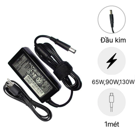 Sạc Laptop Dell 19.5V-3.34A 65W, Sạc Laptop Dell 4.62A/90W Sạc dell Zin - Sạc dell chân to / chân nhỏ bảo hành 1 năm
