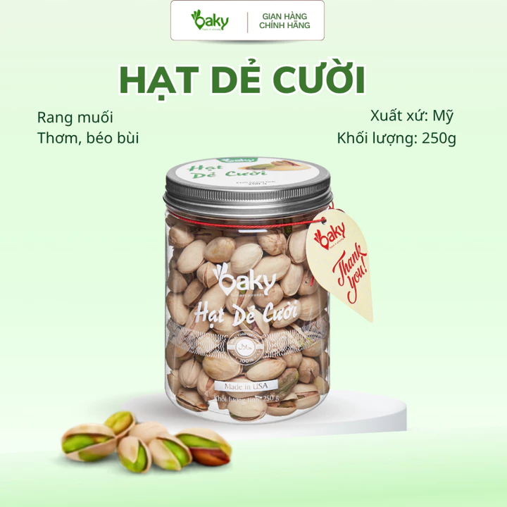 Hạt Dẻ Cười Rang Muối Oaky Nhập Khẩu Mỹ, Phù hợp cho người ăn kiêng, ăn vặt, mẹ bầu, sữa hạt-Hũ 250g