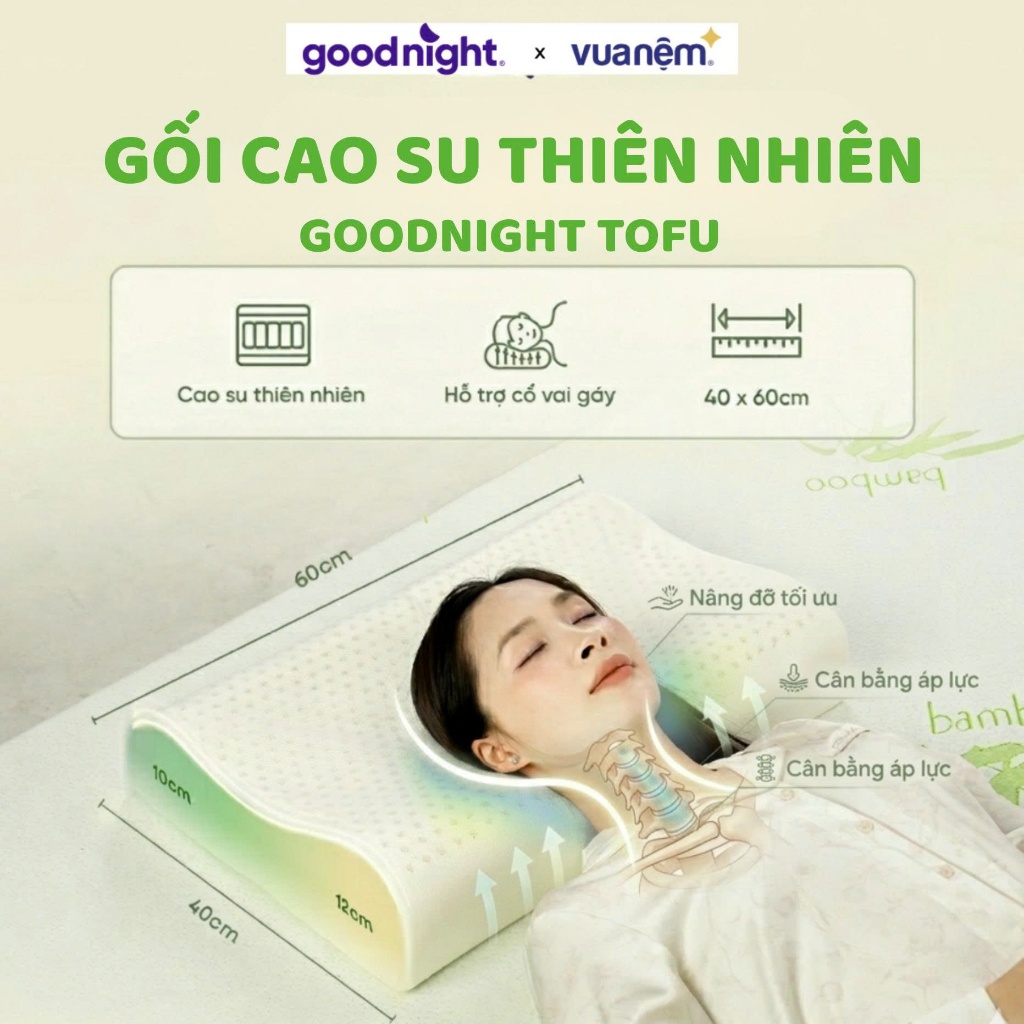 Gối cao su thiên nhiên, Gối công thái học Goodnight Tofu -Gối cao su tự nhiên, Gối thiết kế hiện đại | BigBuy360 - bigbuy360.vn