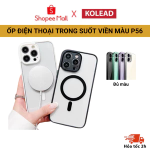 Ốp Lưng iPhone KOLEAD P56 Trong Suốt Viền Màu, Chống Sốc, Bảo Vệ Camera, Hỗ Trợ Hút Nam Châm Cho iPh 11 12 13 14 15 Pro