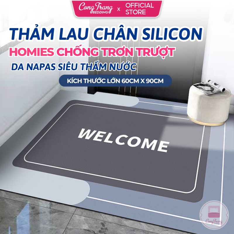 Thảm lau chân, Chùi Chân Silicon da napas CongTrang Bedding Cao Cấp Siêu Thấm Hút Nước (Nhiều Kích Thước)