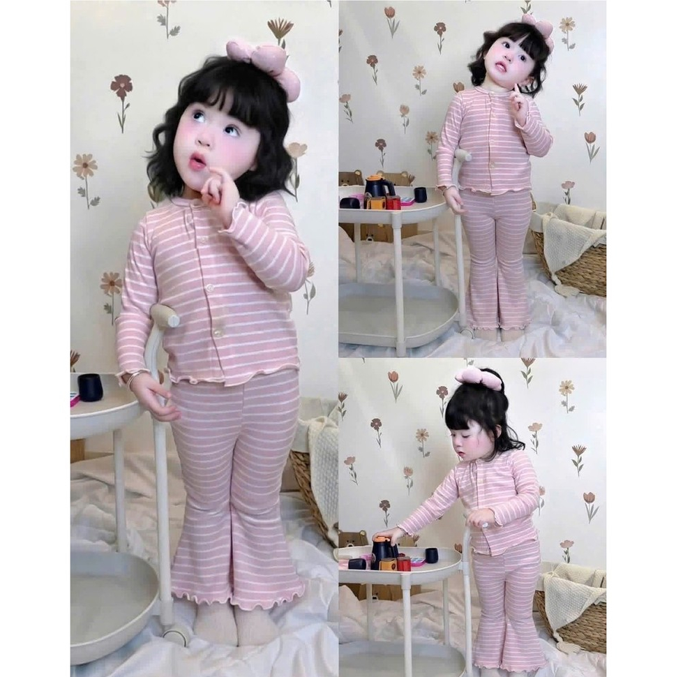 Sét Bộ Ngủ Tăm Hoa 2026 Dành Cho Bé Gái Dễ Thương Vải Xuất Size 10-20kg