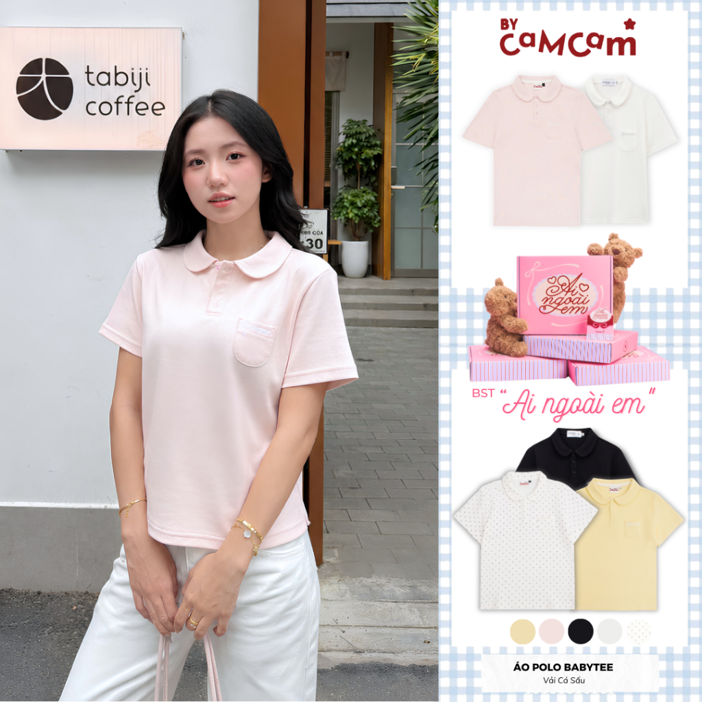 [AI NGOÀI EM] Áo Polo Basic Babytee 𝑩𝒚𝒄𝒂𝒎𝒄𝒂𝒎 Cho Nữ Vải Cá Sấu Cotton Logo Thêu Túi Ngực APN007