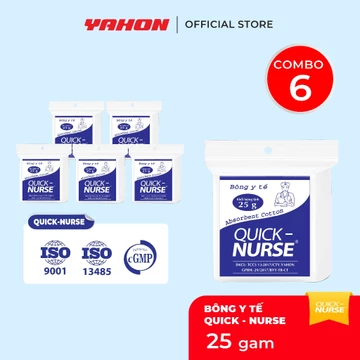 Bông Cuộn Y Tế QUICK-NURSE Bao 25g | Bông Gòn Tự Nhiên, Sơ Cứu Vết Thương Tiêu Chuẩn CGMP