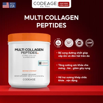 Bột Collagen Codeage Multi Collagen Peptides 567g 9000mg 5 Loại Collagen Thủy Phân Hỗ Trợ Da & Khớp