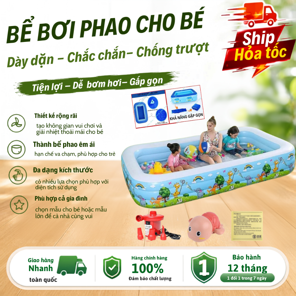 Bể bơi cho bé KAW đáy 2 lớp chống trượt chất liệu PVC cao cấp, độ bền cao – Lỗi 1 đổi 1 2025