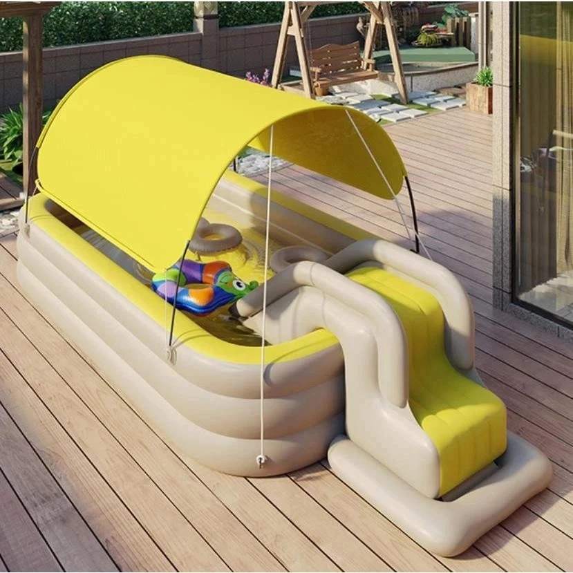 Bể Bơi Phao Cầu Trượt KAW 2M6, 3M Chống Trượt, Mái Che Nắng Cao Cấp Gấp Gọn, An Toàn