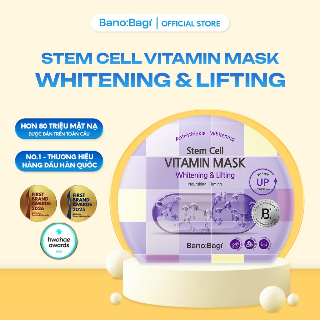 Mặt Nạ Bano:Bagi Stem Cell Vitamin Whitening & Lifting chức dưỡng trắng và nâng cơ 30ml