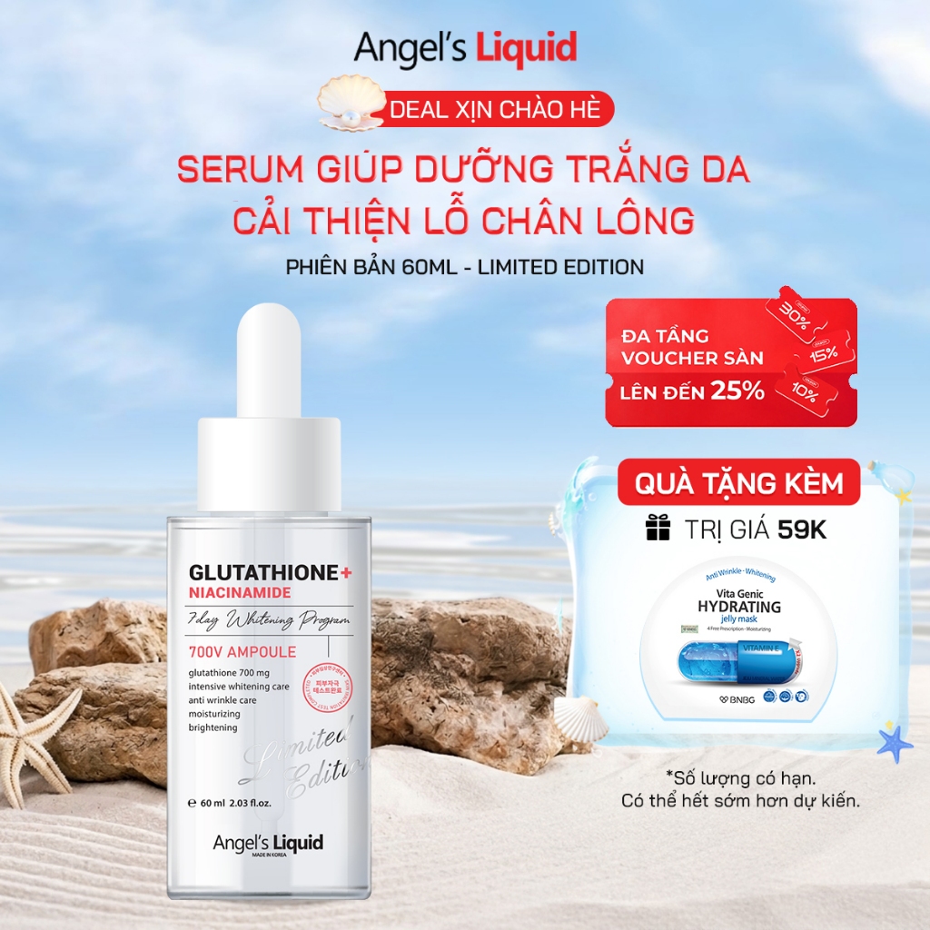 Serum Giúp Dưỡng Trắng Cải Thiện Lỗ Chân Lông Angel's Liquid Glutathione + 5% NIACINAMIDE 60ML