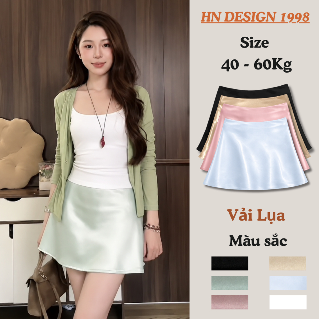 Chân Váy Lụa Dáng Ngắn Basic Loại 1 A-line Hách Dáng Có Quần Bảo Hộ Mặc Đi Biển Hot Trend HN221