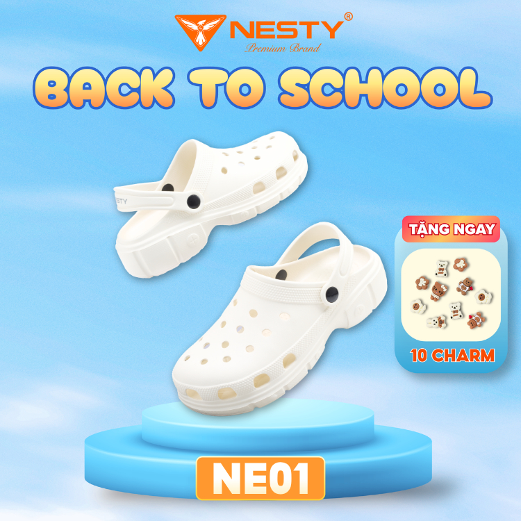 [NE01] [Tặng Charm] Dép Sục Nam Nữ NESTY Kiểu Dáng Basic Đế Mềm Cao 4cm ( KO1 )
