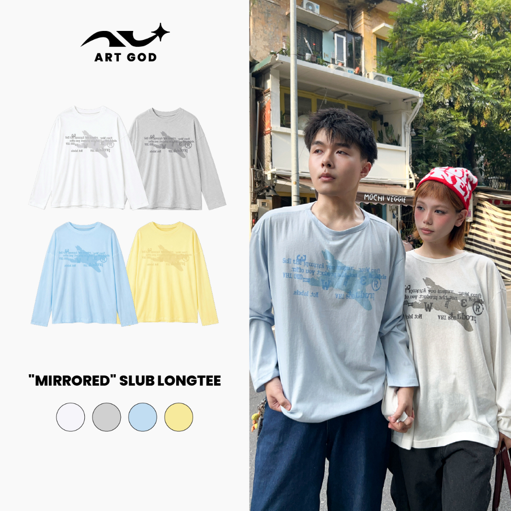 Áo Thun Xược Dài Tay "MIRRORED" Vải Cotton Slub Mềm Mịn Thoải Mái Unisex Nam Nữ ARTGOD HMT071