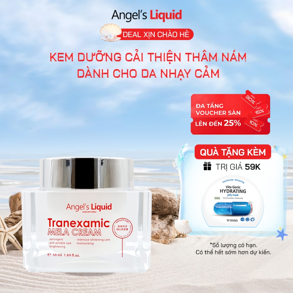 Kem Dưỡng Tranexamic Acid Cải Thiện Thâm Nám Dành Cho Da Nhạy Cảm Angel's Liquid Mela Cream 50ml (TRẮNG)