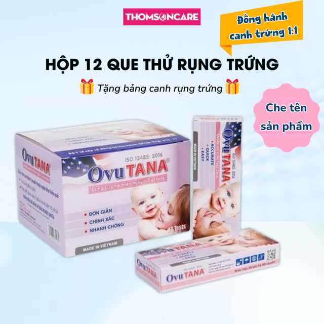 Combo 12 Que thử rụng trứng OVUTANA, OVULATION TEST BEMOM (tặng bảng canh rụng trứng) tìm thời điểm trứng rụng
