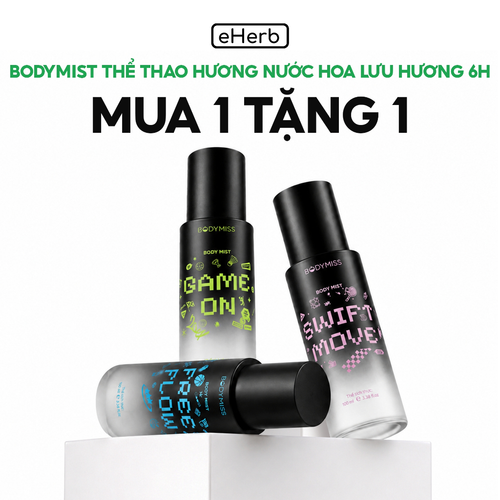 [MUA 1 TẶNG 1] Xịt thơm body mist thể thao 100ml tươi mát trung hòa mùi mồ hôi cho nam nữ BODYMISS