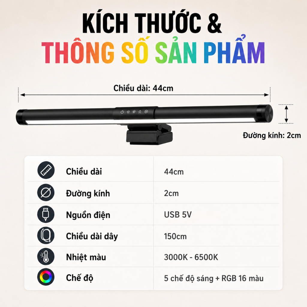 Thanh đèn màn hình màn hình máy tính ONR, Thanh đèn màn hình chăm sóc mắt vô cấp, Đèn LED làm mờ 44cm Nghiên cứu là | BigBuy360 - bigbuy360.vn