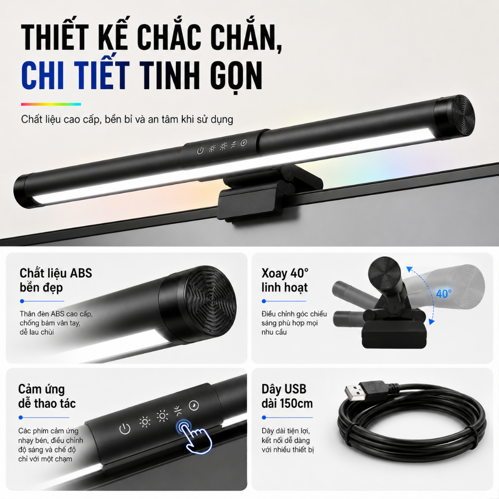 Thanh đèn màn hình màn hình máy tính ONR, Thanh đèn màn hình chăm sóc mắt vô cấp, Đèn LED làm mờ 44cm Nghiên cứu là | BigBuy360 - bigbuy360.vn