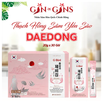 Thạch Hồng Sâm Yến Sào G-Bird Daedong Ginseng Hàn Quốc Hộp 30 Gói x 20gr, Jelly Hồng Sâm Yến Sào - GinGins