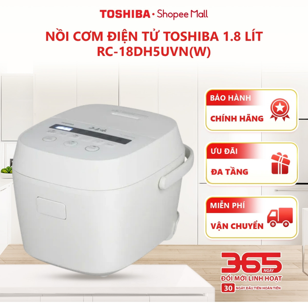 Nồi cơm điện tử Toshiba 1.8 lít RC-18DH5UVN(W) Umami Series - Bảng Tiếng Việt [ĐỘC QUYỀN ONLINE]