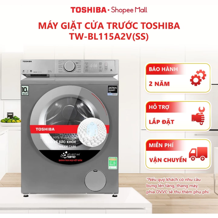 [Người Bán - Lắp đặt] Máy giặt Toshiba Inverter 10.5 kg TW-BL115A2V(SS) - Hàng chính hãng