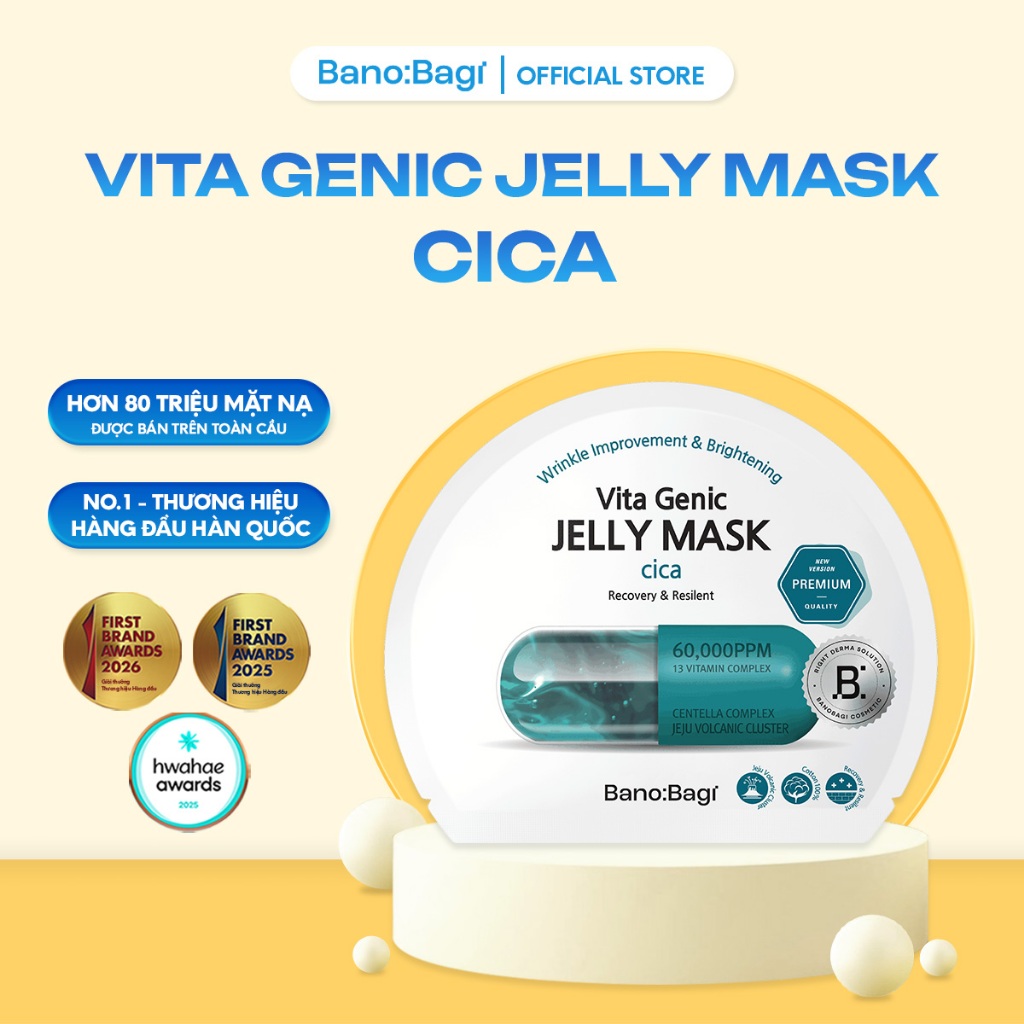 Mặt Nạ Bano:Bagi Vita Genic Jelly Mask Cica Giúp Phục Hồi Và Làm Dịu Cho Da Nhạy Cảm 30ml