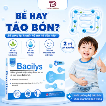 Men Vi Sinh Bacilys Cho Bé Táo Bón, Hỗ Trợ Tiêu Hóa, Cân Bằng Hệ Vi Sinh Đường Ruột Hộp 10 ống 5ml Phân Phối CPC1 HN